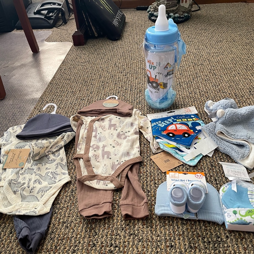 Bundled Baby boy Clothing and Accessories Set in Blue and Brown